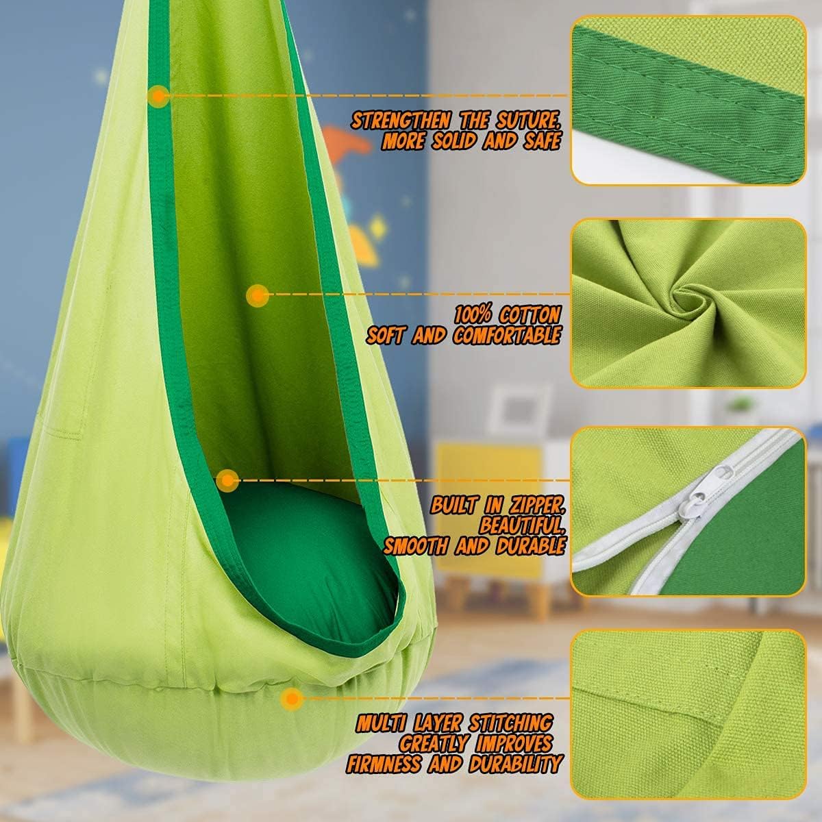 CozyNest - Kids Hanging Chair with Inflatable Cushion